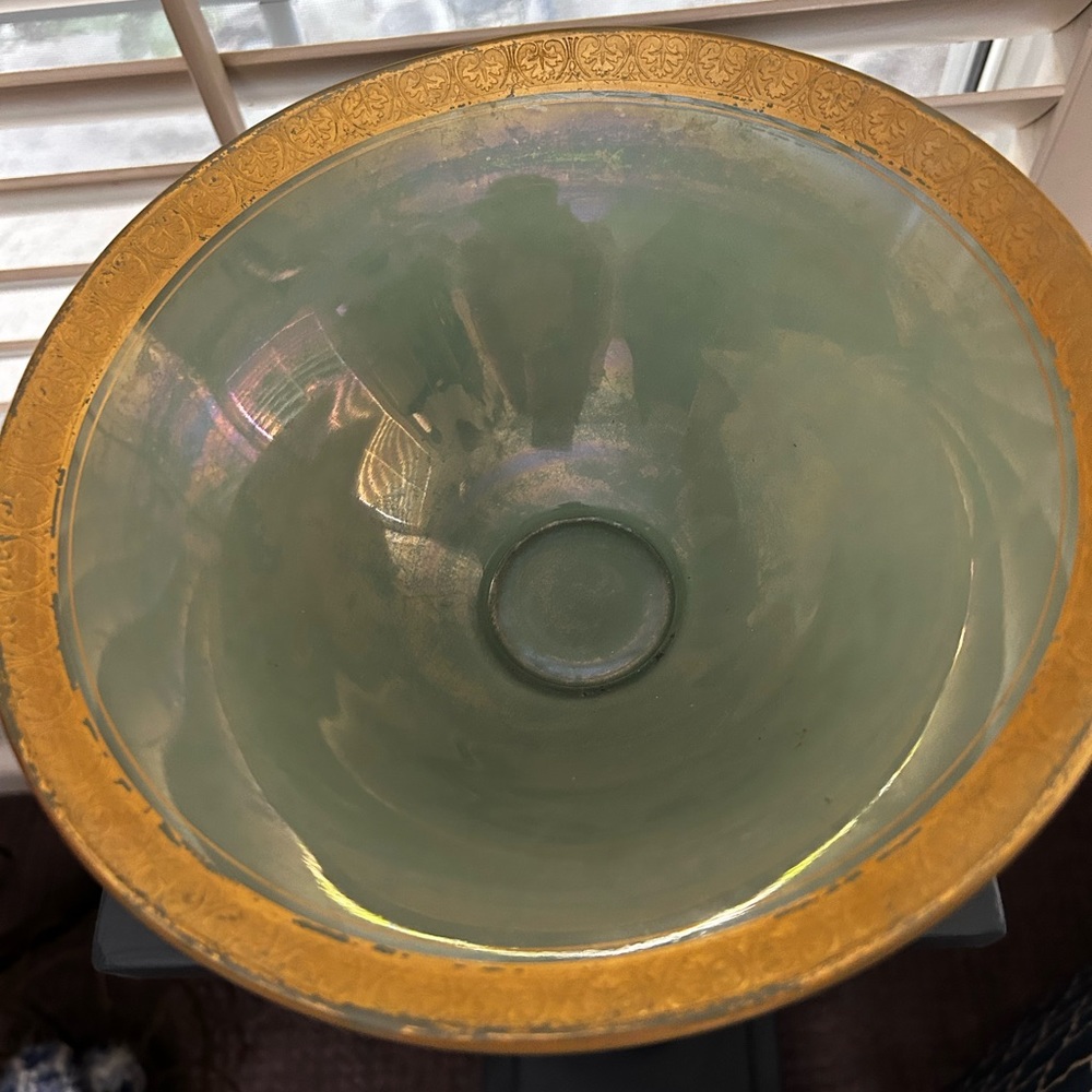 Vintage Jade Jadeite Glass iridescent bowl